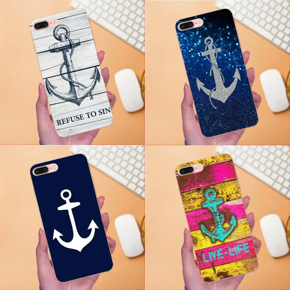 

Soft Cover Anchor Boat Blue Heart Stripe Top For Xiaomi Redmi Note 2 3 3S 4 4A 4X 5 5A 6 6A Pro Plus