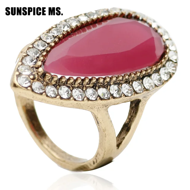 Whole Turkish Resin Vintage Rings Antique Gold Color Whole Turkish Resin Vintage Rings Antique Gold Color Rhinestone Finger Ring Jewelry Indian Europe Ethnic