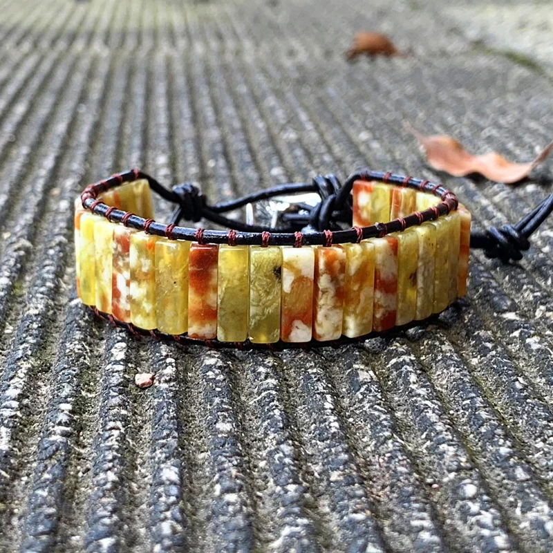 

Bracelet Boho Natural Stone Wrap Bracelet Top Quality Bracelet Single Leather Wrap Bracelet Power Jewelry Dropshipping