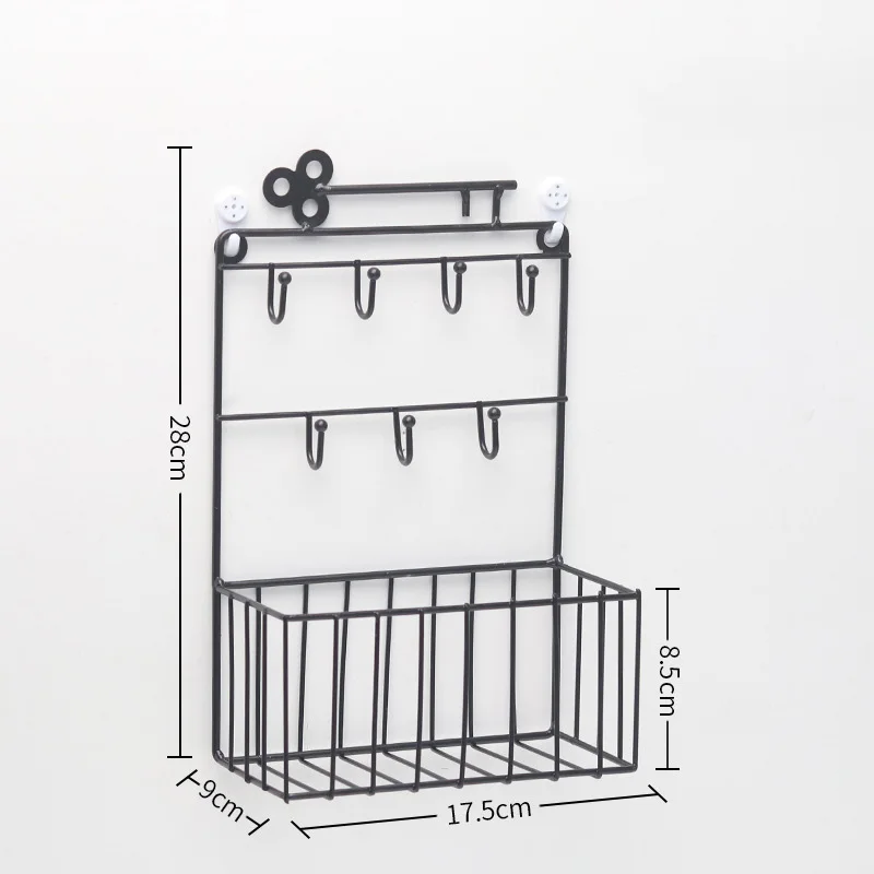 

Nordic Style Storage Racks Wrought Iron Wall Mounted Shelf Holder Coat Hooks Lot