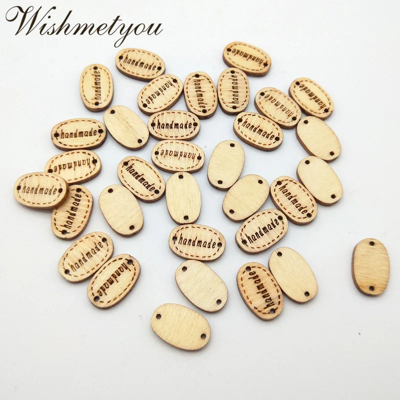 

WISHMETYOU 50pc Handmade Natural Wooden Buttons Diy Sewing Accessories 2 Holes Letters Button Crafts Clothes Accessories Finding