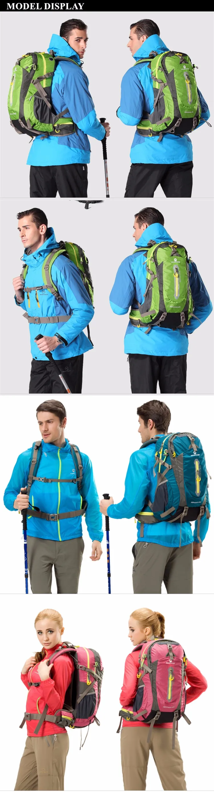 Mochila de Viagem à Prova Pacote para Homens Maleroads Acampamento Caminhadas Dwaterproof Água Adolescentes Esporte Montanha Escalada Bolsas 50l 40l 19 Mochilas escal.