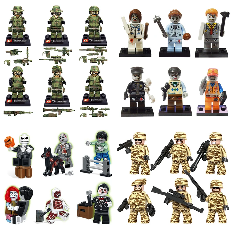 6 шт военных мини фигуры SWAT кирпичики город полицейские блоки Книги об оружии Пистолеты солдаты Minecrafted Совместимость игрушка конструктор