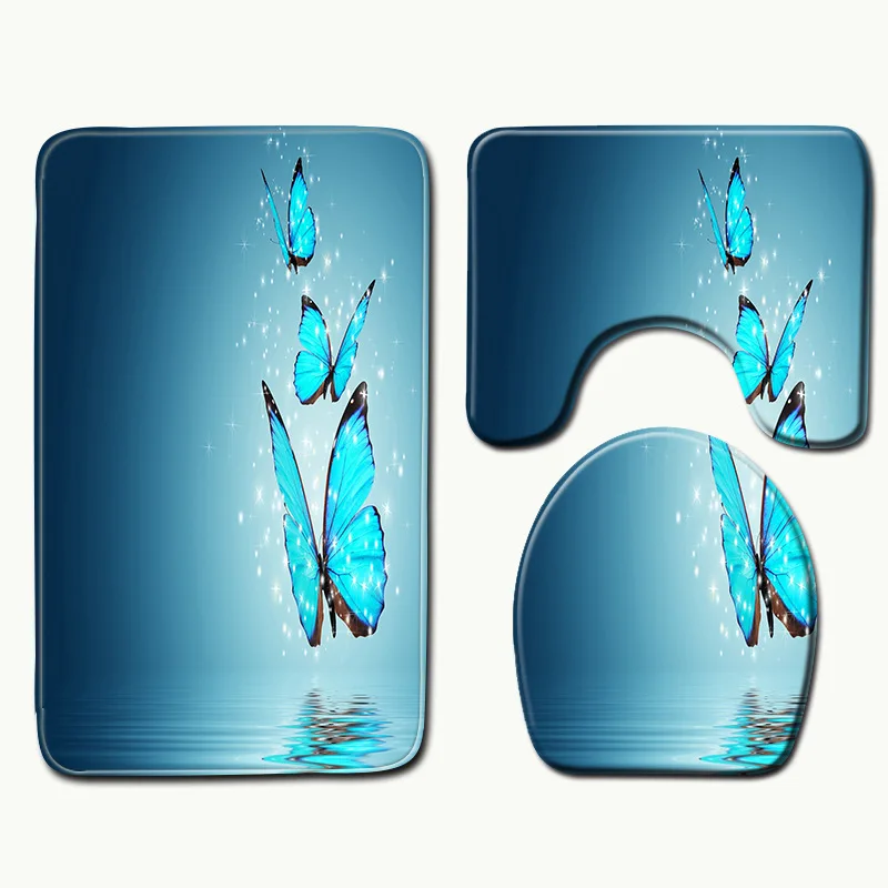 Zeegle 3D печать воды Впитывающий Коврик коврик для ванной комнаты лохматый памяти пенный ванный коврик набор Кухня Дверь пол коврик туалет ковер