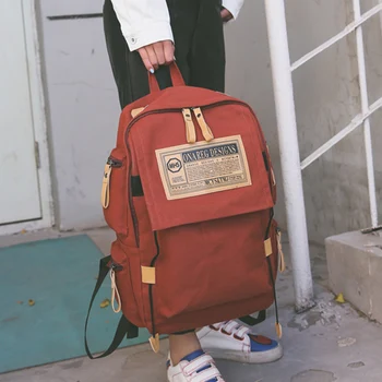 

Canvas Korean shoulder bag male backpack computer bag college wind college schoolbag female leisure large capacity travel bag