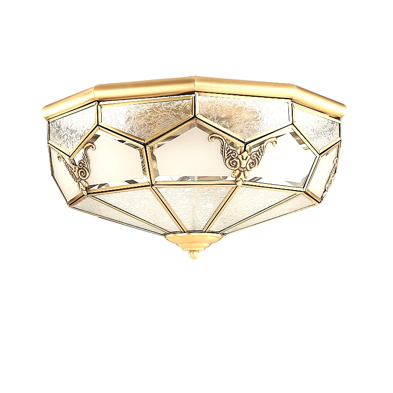 European Copper Ceiling lamp light full copper Toolery frosted glass