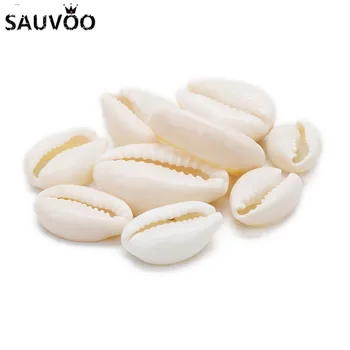 

SAUVOO 20pcs White Natural Sea Shell 10x16mm 15x22mm Cowrie Shell Bead Charms for DIY Shell Bracelets Jewelry Making Findings