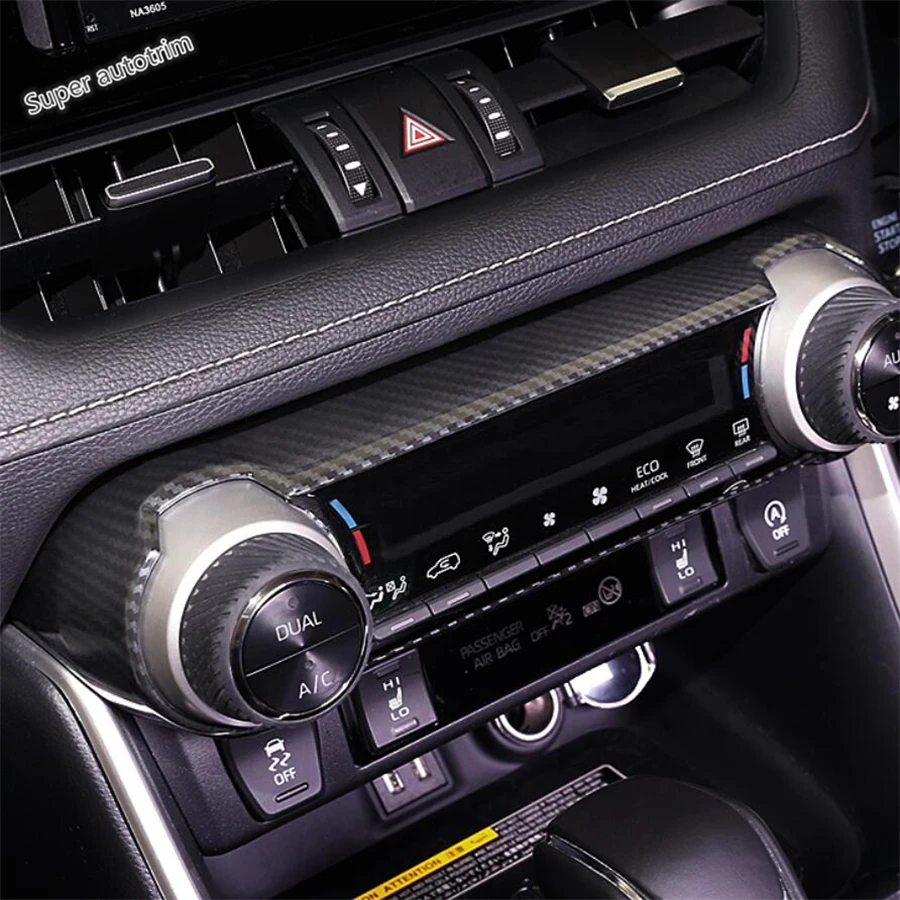 

Lapetus Central Air Conditioning AC Knob Switch Cover Trim Carbon Fiber ABS Fit For TOYOTA RAV4 RAV 4 2019 Accessories Interior