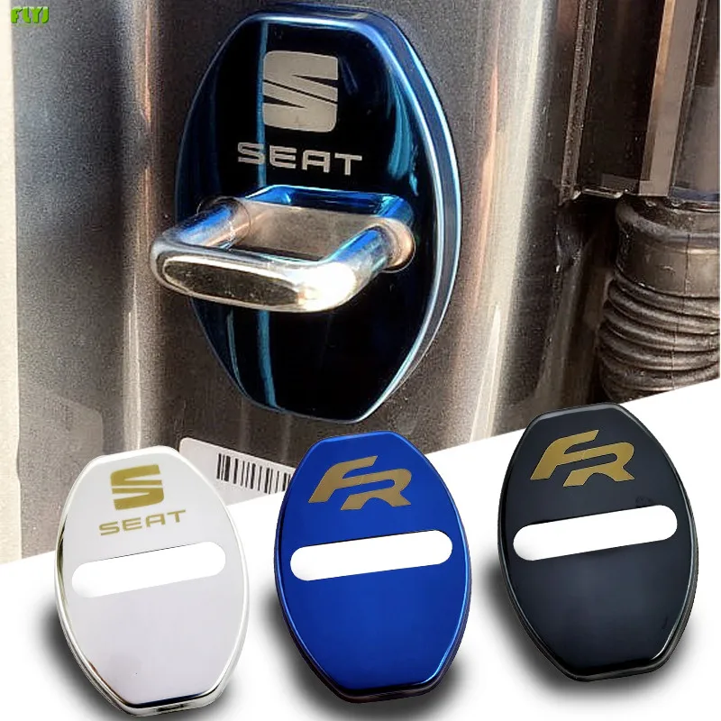 

FLYJ 4PCS Car Door Lock cover Anti Rust protector Buckle Cover car accessories For Seat FR leon ibiza Altea Alhambra Arona