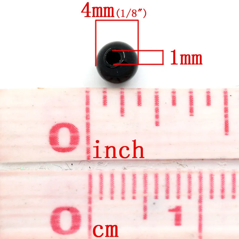 Doreen Box Акриловые разделительные бусины черные 4 мм диаметр, 2000 шт(B22150