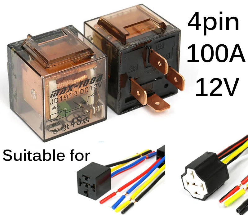 SPST 4 Pin/SPDT 5 Pin с зеленый светодиодный свет и Керамика гнездо дополнительный автомобильные реле Водонепроницаемый 80A/100A 12 V/24 V