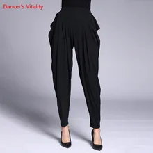 Осенне-зимние брюки для бальных танцев, для взрослых, эластичные, свободные, черные штаны для танцев, для женщин, латинский вальс, танго, танцевальный костюм