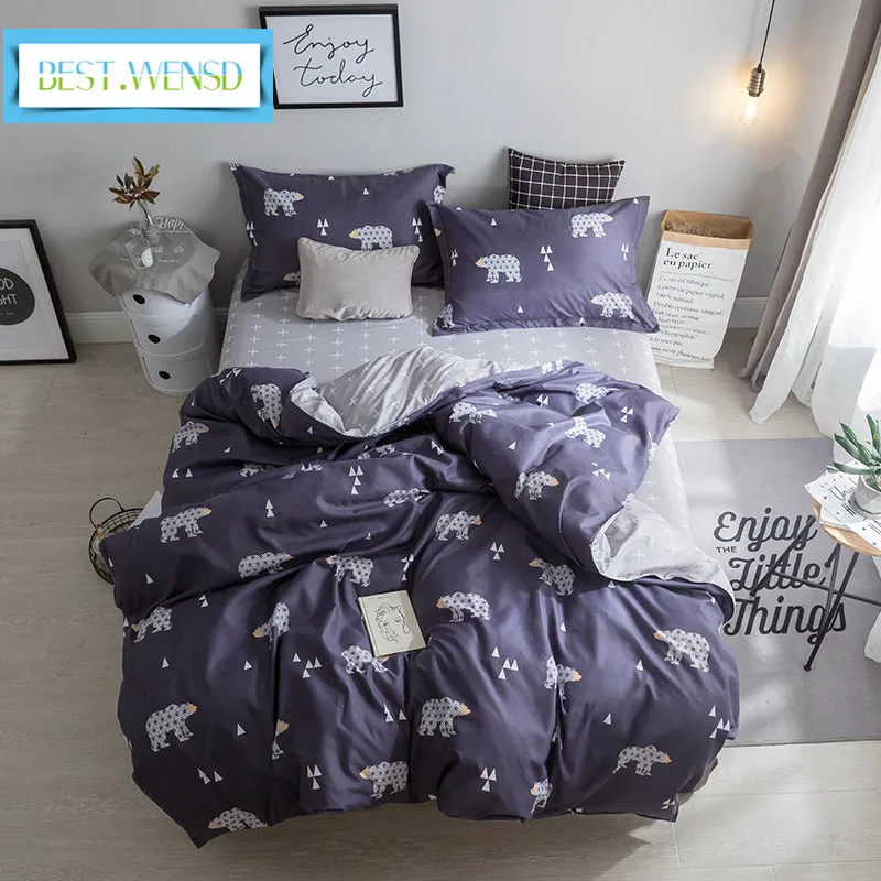 

BEST.WENSD housse de couette bedding single Christmas deer smiling face Winter bed linen luxury comforter set Quilt cover sets