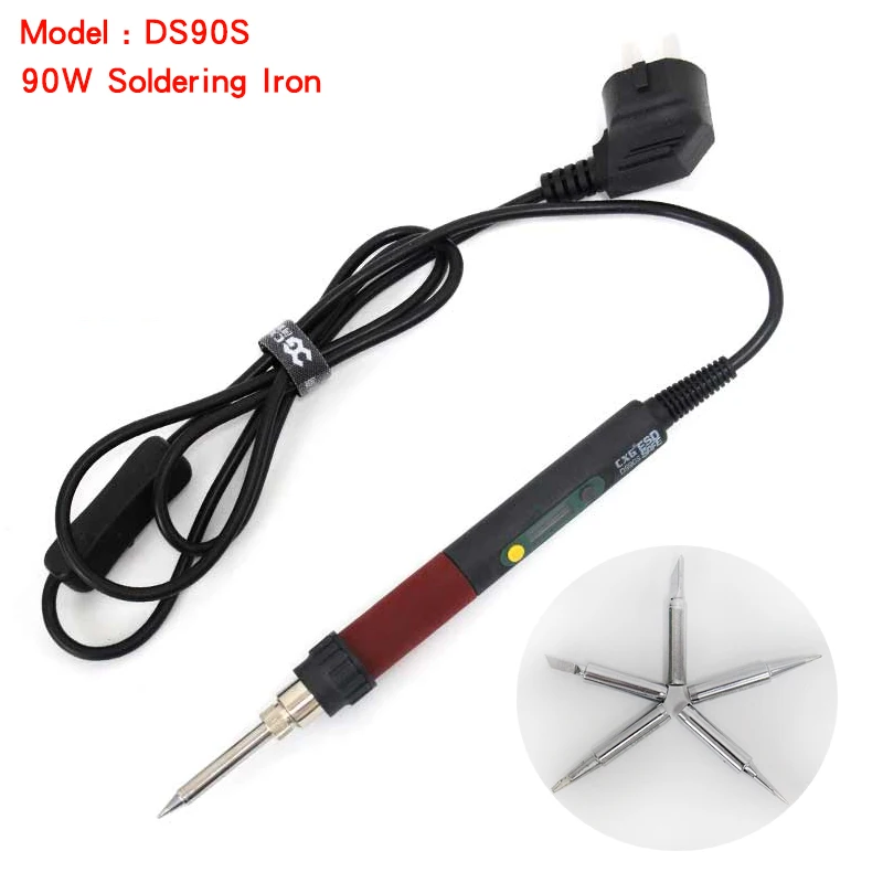 

CXG DS90S Soldering Iron Good Quality 220V 90W Electric Heating Welding Iron Station LCD Display with 5pcs Solder Iron Tips