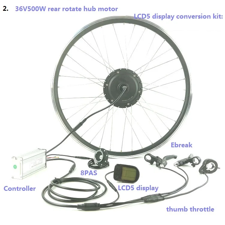 36V500W набор для преобразования электрического велосипеда весь водонепроницаемый кабель Легкая установка задняя часть электровелосипеда вращается мотор-концентратор с LED900S/LCD5display