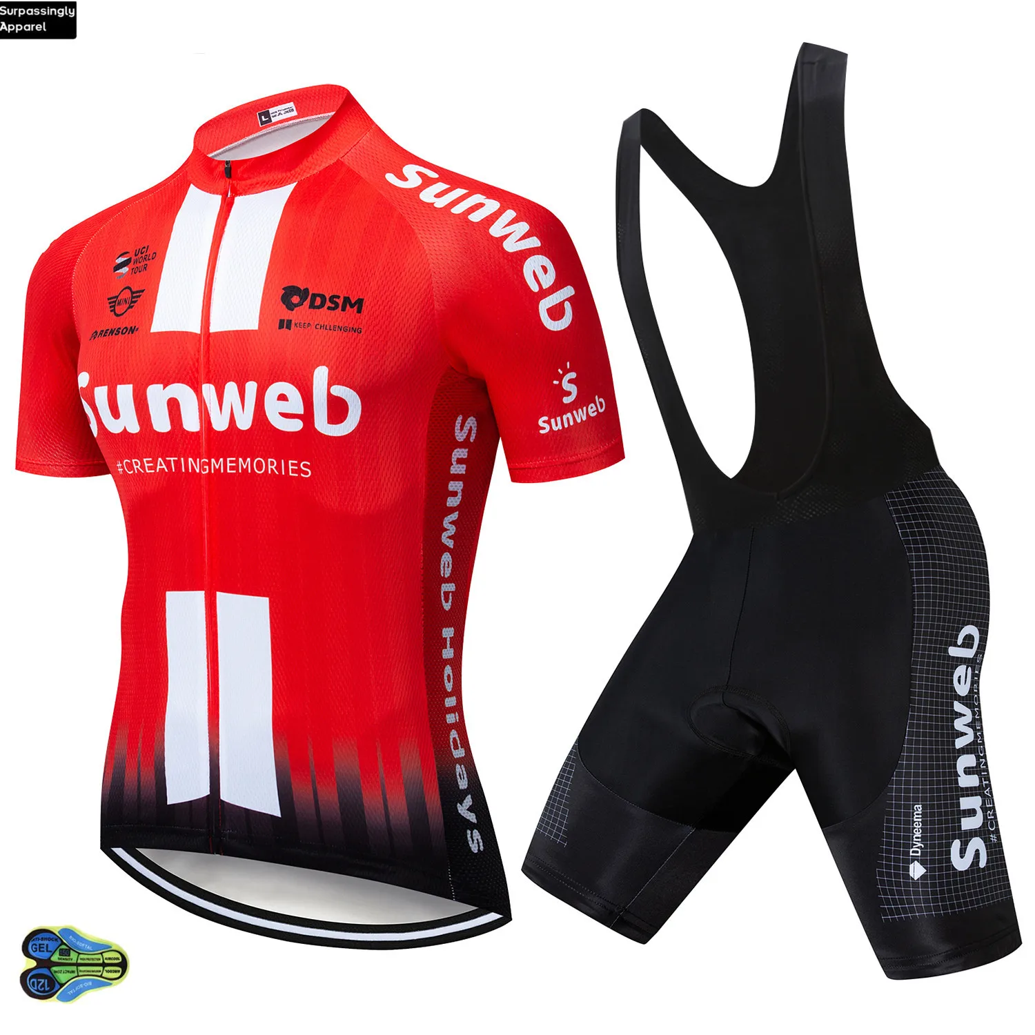 UCI Team 2019 Sunweb Red Cycling Jersey Bike Shorts Set MTB Mens Ropa Ciclismo Cycling Wear Summer Bicycling Maillot Culotte 12D