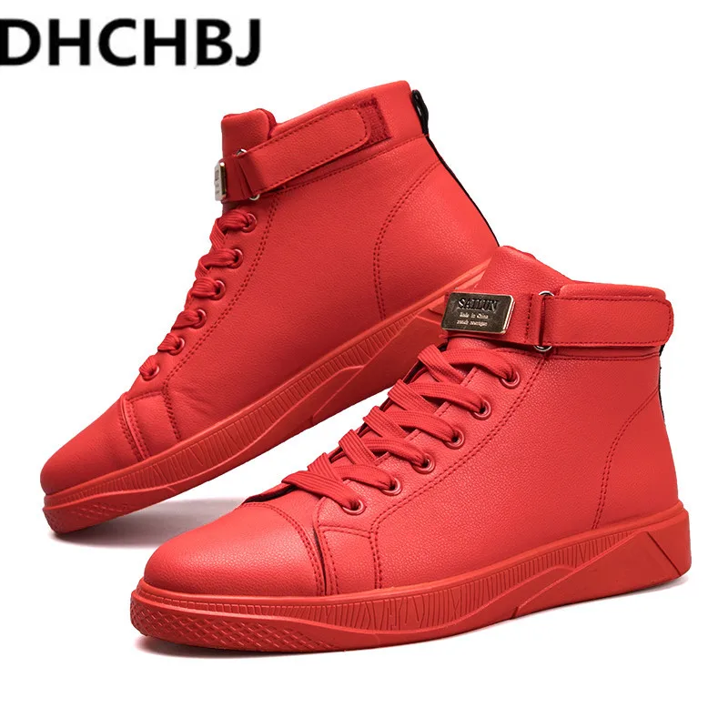 

Trend 2019 Men's Vulcanized Shoes Black High Top Lace-up Autumn Winter Casual Canvas Shoes For Men Boys Sneakers Without Lace