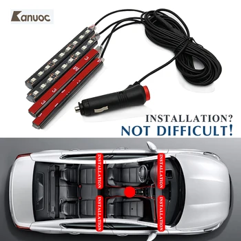 

Car Interior Atmosphere Neon Light Decorative LED Multi Color RGB Voice Sensor Sound Music Control
