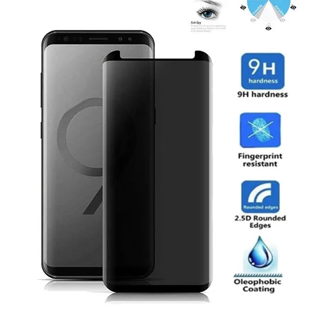 

3D Curved Anti-Spy Anti-Glare Tempered Glass For Samsung Galaxy S9 S8 Plus Note 9 8 Protect Privacy Screen Protectors Front Film