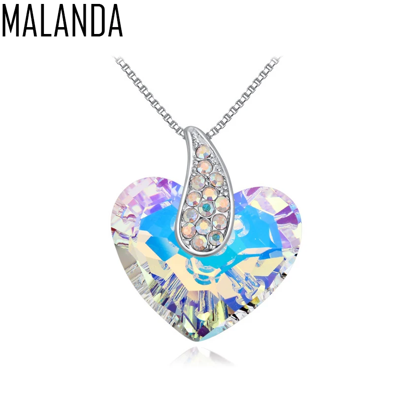 MALANDA Brand 2017 New Fashion Colorful Heart Shaped Crystal From