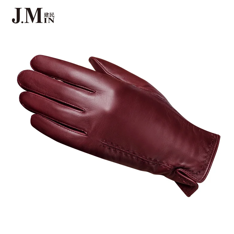 BOOUNI Genuine Leather Women Gloves Autumn Winter Plus Velvet Fashion Elegant Lady Sheepskin Glove For Driving Five Finger NW631