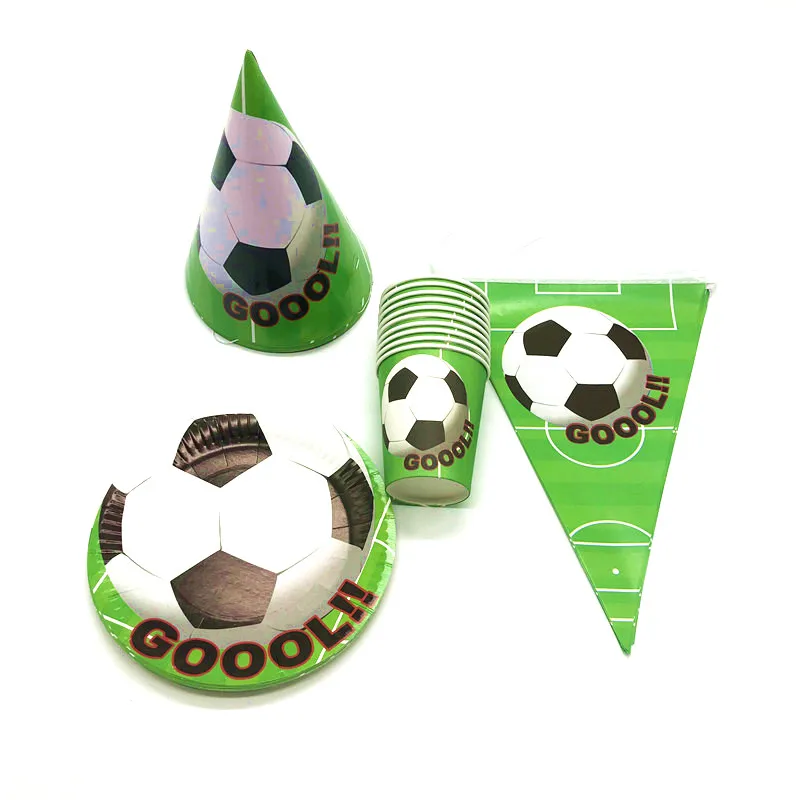 

Football Theme 40Pcs\lot Baby Shower Happy Decoration Boy Girl Paper Plate Party Cups Kids Favors caps flags plates Supplies
