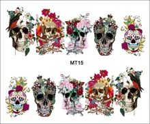 1 Sheet Nail MT15 Full Cover Flower Crown Skull Fashion Nail Art Water Transfer Sticker Decal For Nail Tattoo Tips Nail Tools