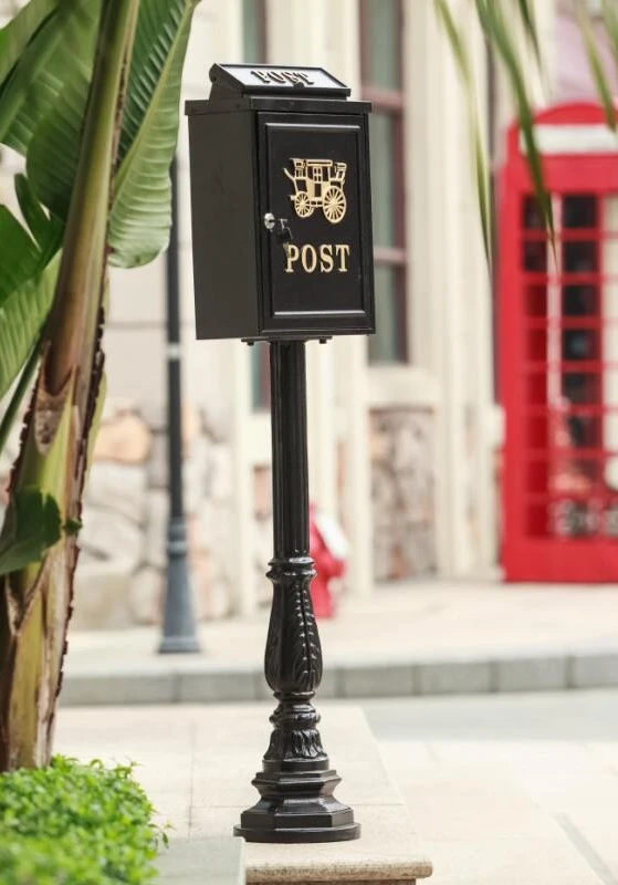 

Hot Sale vertical Mailbox Mail Box Aluminium alloy upright Metal Post Letters Box Country Aluminium garden outdoor supply