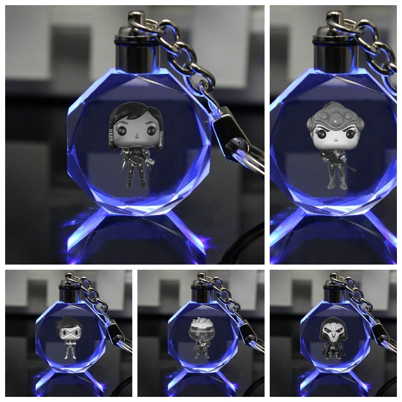 

Widowmaker Tracer Reaper Anime LED Key Chains LOGO Figure Keyring Crystal Toy Keychain Light Keyholder cool XMAS Gift NEW