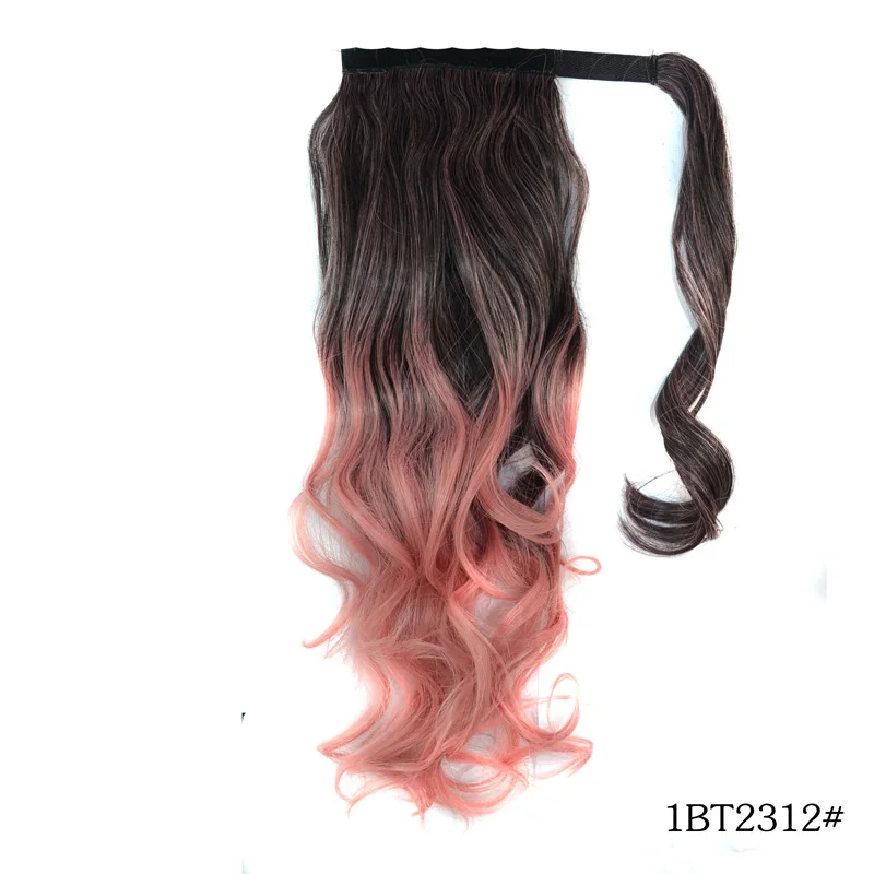 Rabo de Cavalo Envoltório em Torno do Cabelo Ondulado da Extensão do Rabo de Cavalo Jeedou Sintético Ondulado Extensão do 45cm Balayage Ombre Cor Bagunçado Estilo Boêmio da 15 Rabos de cavalo sintético