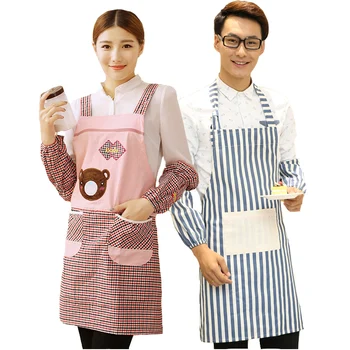 

Korean fashion lovely cotton kitchen aprons with sleeves adult household working wear oil overalls