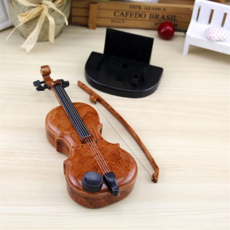 Dibujado a mano violín caja de música adornos lindo Mini caja de música Regalo de Cumpleaños violín miniatura artesanía decoración del hogar Dibujado a mano violín caja de música adornos lindo Mini caja de música Regalo de Cumpleaños violín miniatura artesanía decoración del hogar