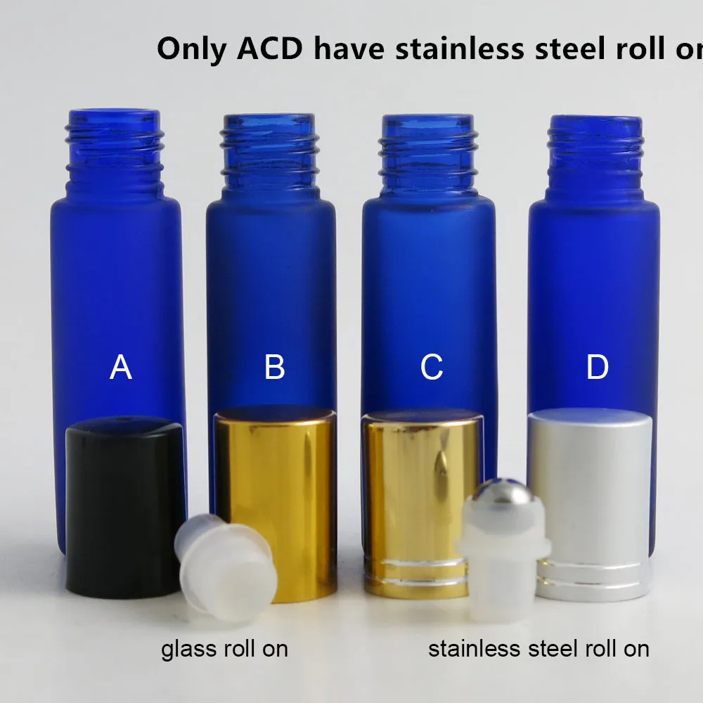 24 x 10ml Hot Sale Portable Perfume Roller Bottles Essential Oil Empty Blue Bottles Roll On 2