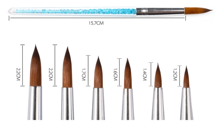 Artlalic, 6 шт./лот, кисти для дизайна ногтей, ручки, УФ-гель, лак, рисунок, синяя кристальная ручка, кисти для ногтей, маникюрные инструменты, набор