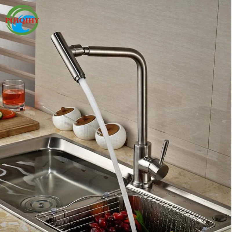 Brushed Nickel Brand new Flexible Rotation Spout Kitchen Mixer Faucet