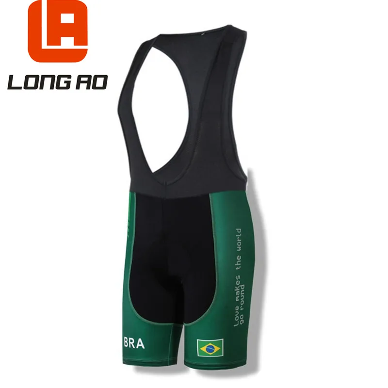 Летняя быстросохнущая одежда для велоспорта с коротким рукавом для команды «LONG AO» в Бразилии, комплекты из майки для велоспорта, быстросохнущая дышащая одежда для велоспорта - Цвет: LA214 black bibs