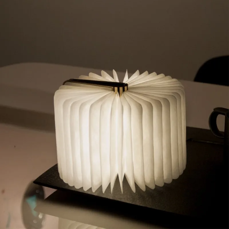 

Mini Folding Wood Book Lamp Portable LED Night Light USB Rechargeable for Children Kids Gift Reading Bedside Bedroom LivingRoom