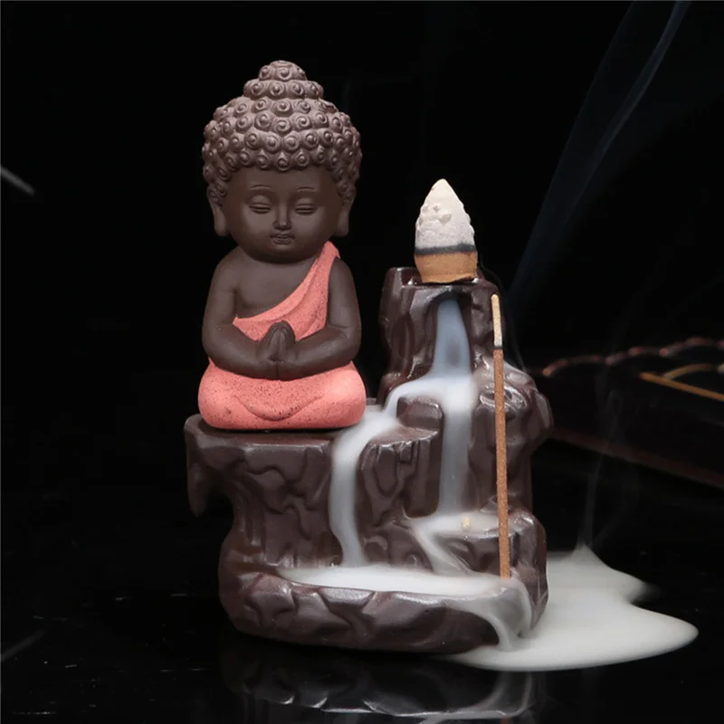 

New chinese buddha ceramic incense burner censer holder set with joss sticks home living room bedroom office decor decoration