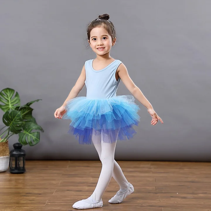 Балетное платье-пачка принцессы для девочек профессиональное детское танцевальное праздничное платье костюм для сцены свадебное платье для девочек от 2 до 8 лет - Цвет: blue gradient