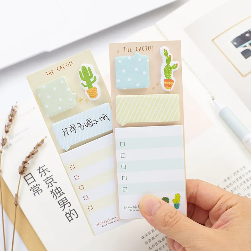 1 компл.. Блокноты Sticky Notes Kawaii милые кактус бумажный блокнот iary Скрапбукинг наклейки офисные школьные канцелярские закладки