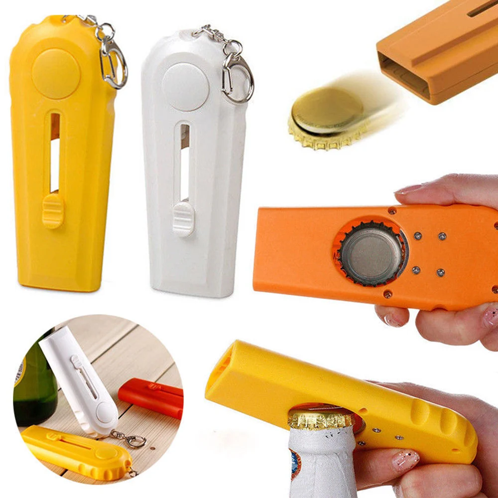 

High Quality Portable Flying Cap Beer Drink Bottle Opener Opening Cap Launcher Top Shooter Gun Kitchen Cooking Tool Drop Ship
