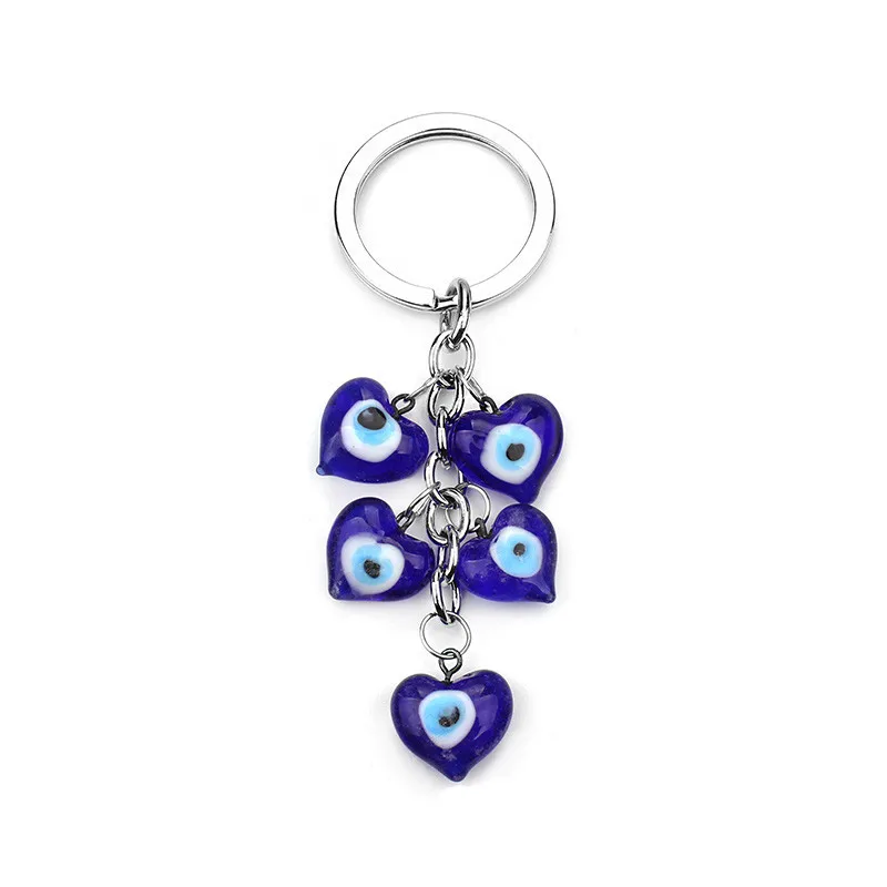 Lucky Eye Heart Evil Charms Keychain Blue Glass Beaded Bag For Women Men Fashion Jewelry EY204 | Украшения и аксессуары
