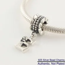 Подходит для браслетов Pandora Beads Letter E Charms 925 пробы-серебро-ювелирные изделия