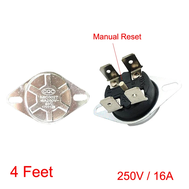 Биполярный нагреватель KSD302X/T 65 85 90 93 95 105 110 градусов 4 фута круговой 4P 250 В 16 А