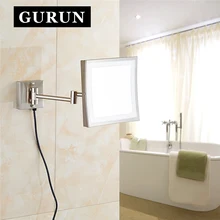 Gurun LED Makeup Mirror – 8 Inch Wall Mounted Mirror3X magnifying bathroom mirror with LED light blank cosmetic shaving 1802DN