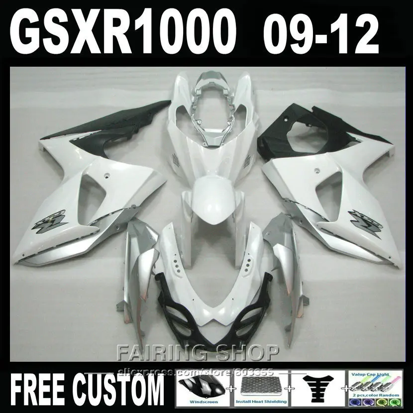 

For Suzuki injection molding fairings GSXR1000 09 10 11 12 white silver black fairing kit GSXR 1000 2009-2012 OI03