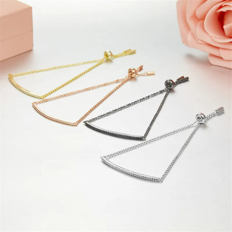 

SLJELY 925 Sterling Silver Single Line Bracelet Adjustable Chain Micro Pave Cubic Zirconia for Women Fashion Party Brand Jewelry