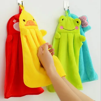 

DHL 1000pcs Lovely Cartoon Children Hand Dry Towel Kids Kitchen Bathroom Kid Soft Plush Fabric Hang Towels