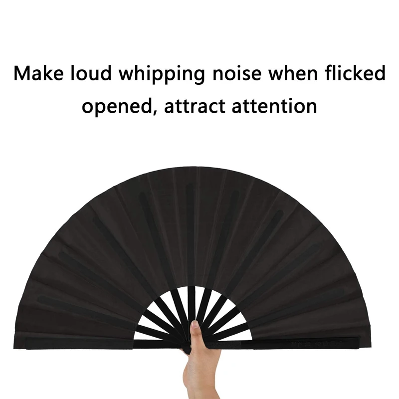 2 Pieces Large Folding Fan Nylon Cloth Handheld Folding Fan Chinese Kung Fu B8V7