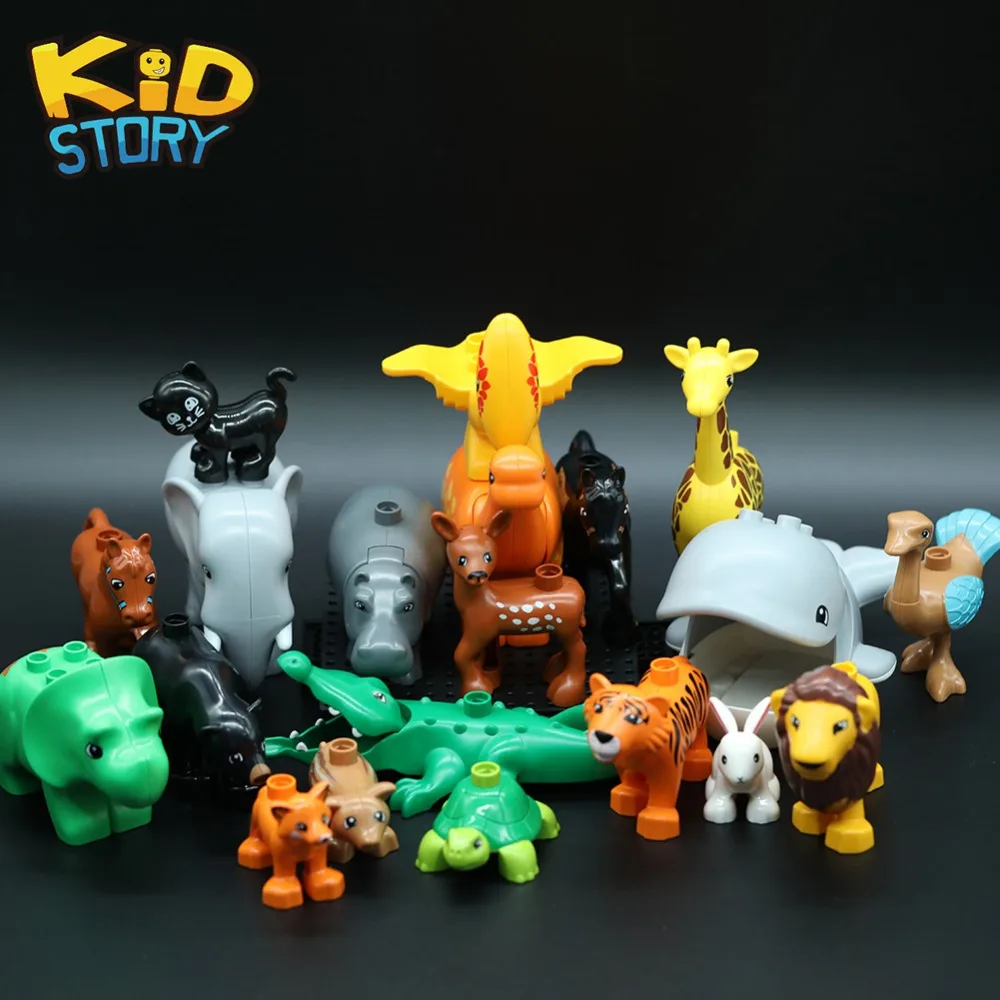 

2018 Beautiful Zoo Model Legoingly DIY Original Big Particles Bricks accessory Toys Cute animal Elephant giraffe lion tiger GK30